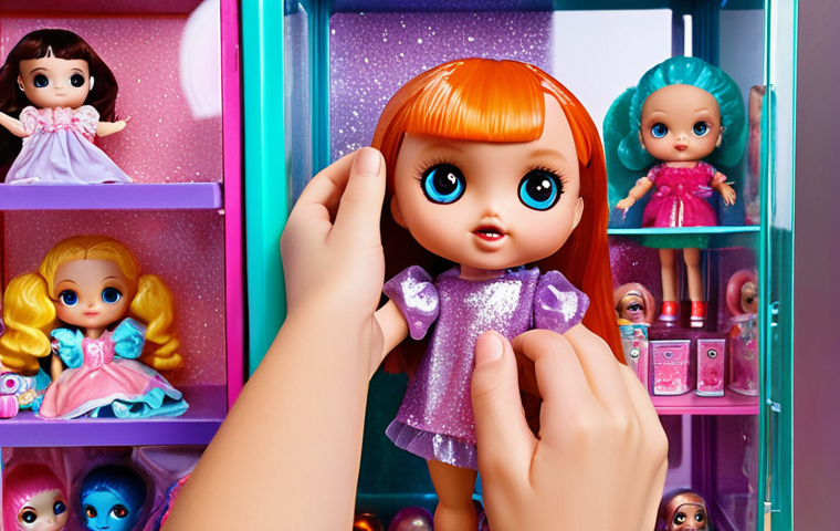 **Prompt 1: The Magic of Unboxing and Collection Value**
"A vibrant L.O.L. Surprise! doll emerging from layers of glittery, colorful unboxed packaging, surrounded by an aura of excitement and anticipation. A child's hands are gently peeling back the final layer, revealing an ultra-rare, intricately detailed doll. In the background, other pristine, rare L.O.L. dolls are proudly displayed in a collector's glass cabinet, bathed in soft, enchanting light, emphasizing their transformation from playful toys to treasured collectibles. High resolution, dynamic lighting, macro photography, joyful atmosphere, extreme detail."