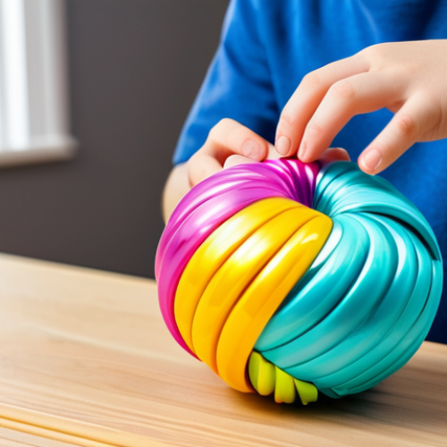 Home 9 A young person, fully clothed in comfortable, modest, and family-friendly attire, uses well-formed hands to gently unwrap a multi-layered, spherical surprise toy package on a clean, light-colored wooden desk. The vibrant, shimmering layers of wrapping are visible, subtly revealing glimpses of small, colorful accessories within. The individual's expression conveys genuine curiosity and anticipation, in a natural pose. The background is a brightly lit, modern playroom or study with diffused lighting, slightly blurred to keep the focus on the unboxing. Perfect anatomy, correct proportions, well-formed hands, proper finger count, natural body proportions, high-quality photography, sharp focus, vibrant colors, detailed textures, safe for work, appropriate content, fully clothed, family-friendly.