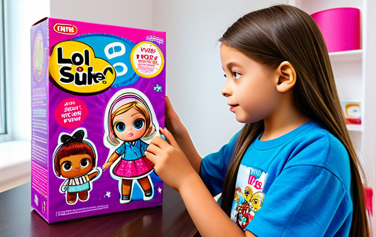 LOL 서프라이즈의 정품 가품 판별법 - Packaging Inspection**
"A young girl carefully examining the packaging of a LOL Surprise! doll, loo...