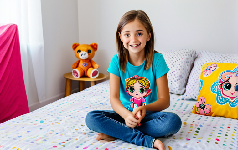 LOL 서프라이즈 인기 캐릭터 순위 - "A young girl with bright eyes, carefully unwrapping a LOL Surprise doll in her brightly lit bedroom...