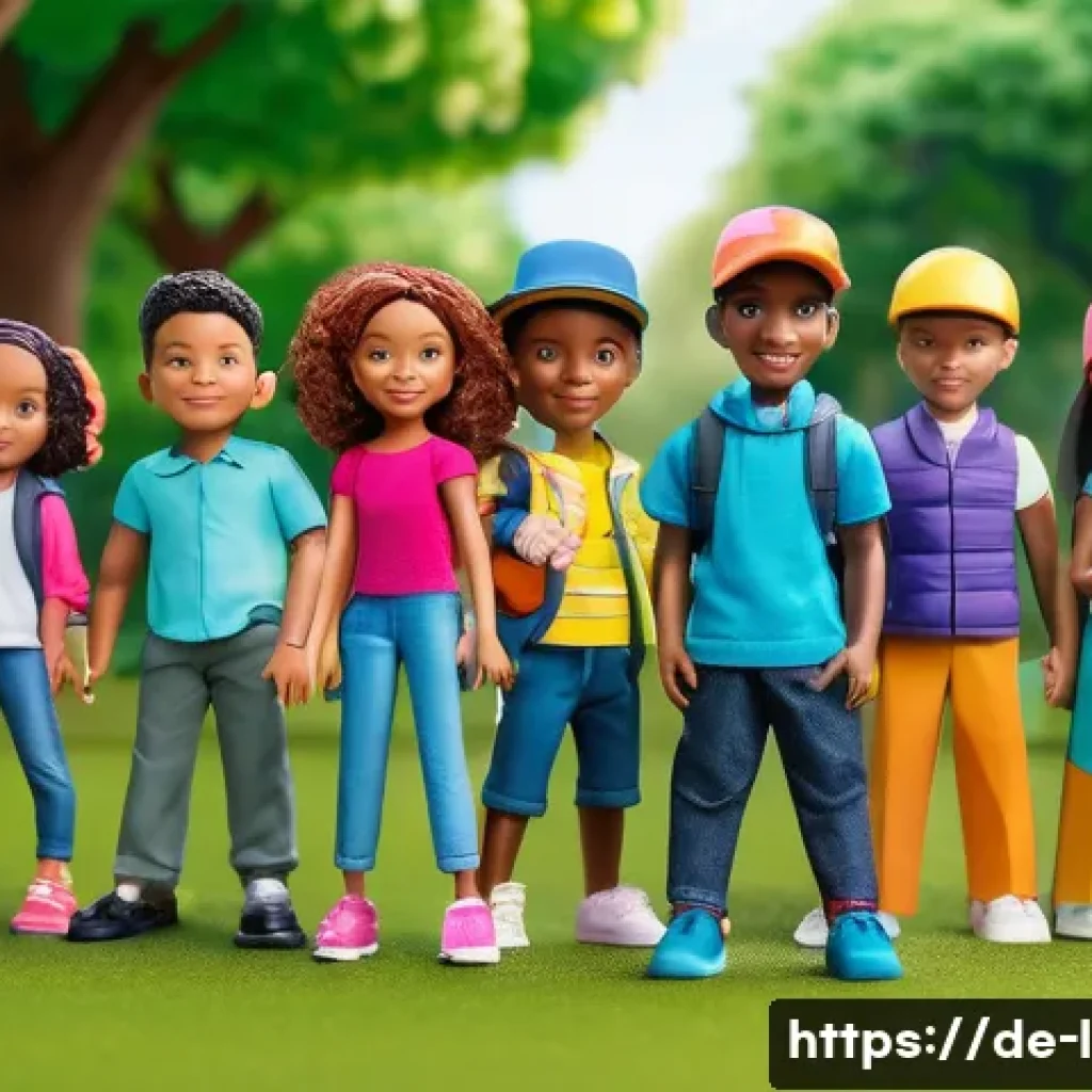 LOL 서프라이즈와 연계된 애니메이션 캐릭터 - A vibrant animated scene featuring a diverse group of children&rsquo;s action figures with distinct person...