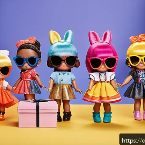 LOL 서프라이즈의 소비자 만족도를 높이는 방법 - A vibrant and playful scene featuring a diverse group of LOL Surprise dolls dressed in colorful, tre...