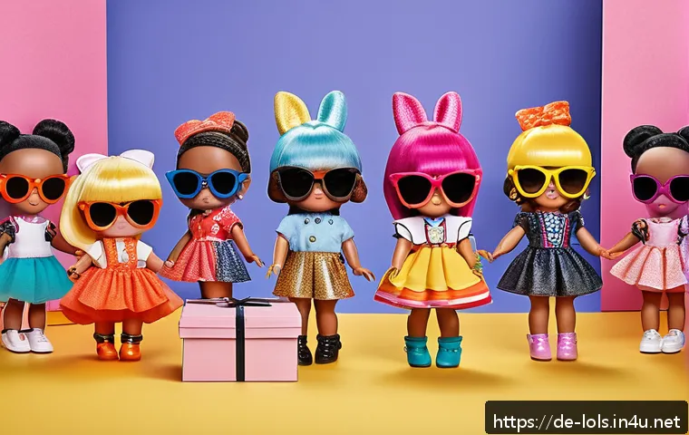 LOL 서프라이즈의 소비자 만족도를 높이는 방법 - A vibrant and playful scene featuring a diverse group of LOL Surprise dolls dressed in colorful, tre...