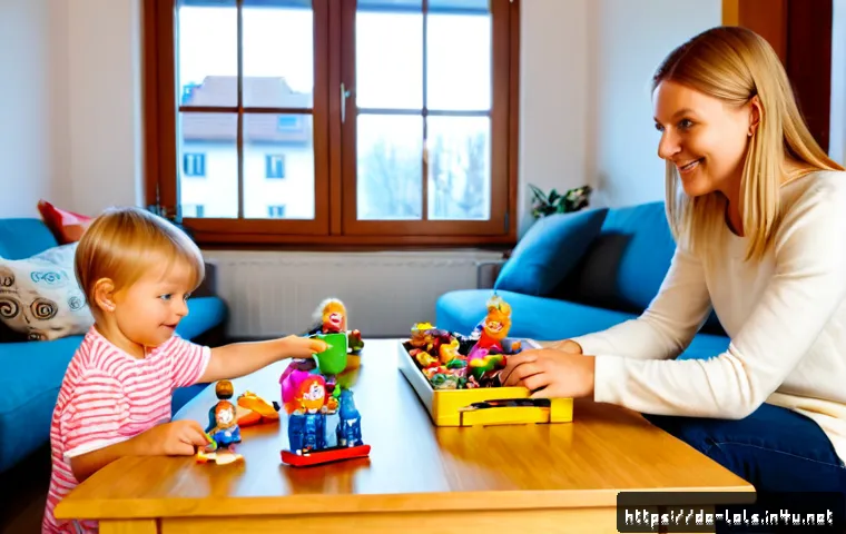 LOL 서프라이즈의 다양한 활용법 소개 - Photorealistic cozy German family living room, a child’s small hands organizing colorful collectible...