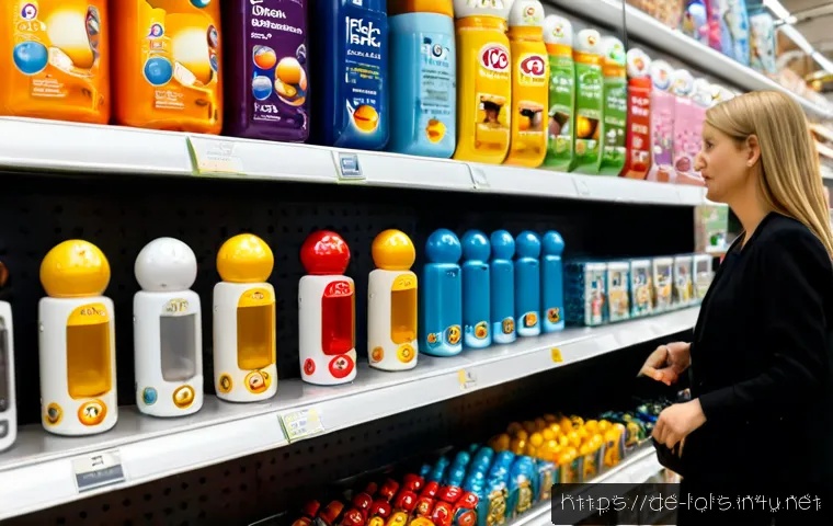 LOL 서프라이즈의 가격 상승 요인 분석 - Photorealistic German toy store aisle, a parent comparing two colorful unbranded surprise doll capsu...
